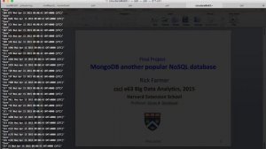 Harvard e63 - 15 minute presentation - MongoDB