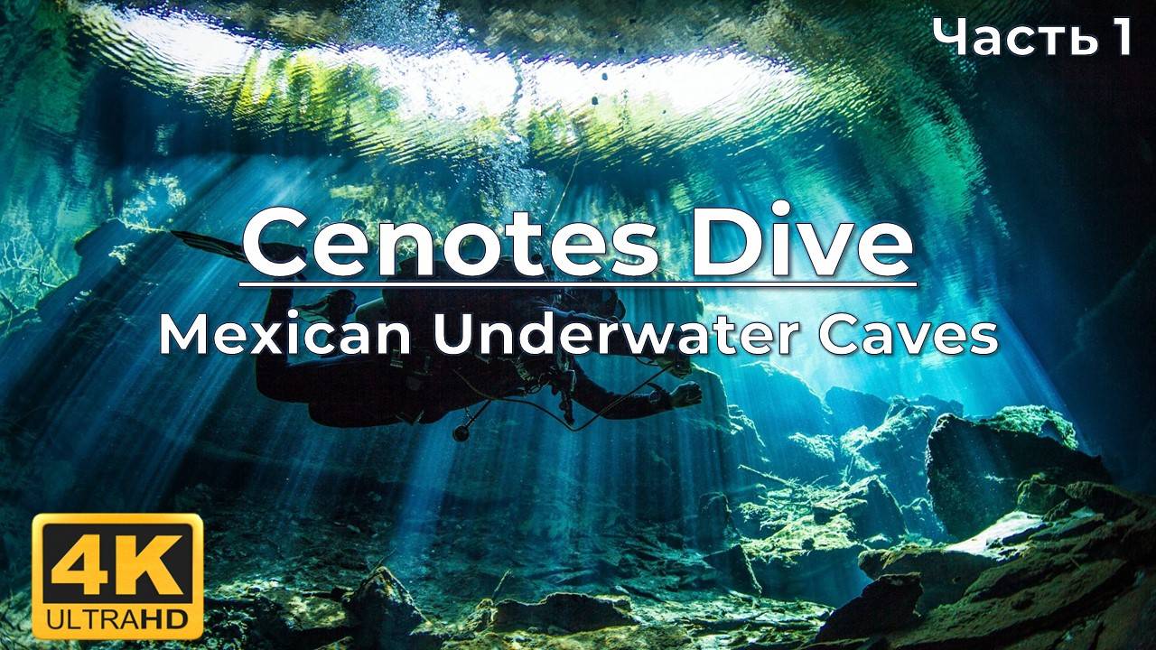 4K Cenotes Dive Relaxation Video - Mexican Underwater Caves - Incredible Underwater World - 3 HOUR-1