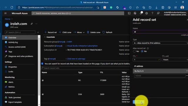 Setup custom domains on hashnode with Azure App service Domains