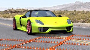 Массовые аварии с нагромождением полос шипов– BeamNG Drive