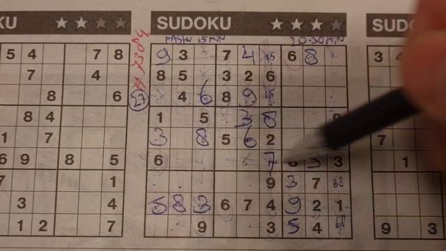 7384 Friday Three Stars Sudoku puzzle. Bonus Extra edition. 11-03-2023  part 1 of 4