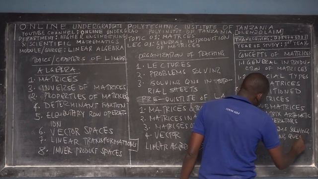 LEC 01 GENERAL INTRO OF MATRICES (UDOM TCU) [OLENJOLAI] смотреть онлайн