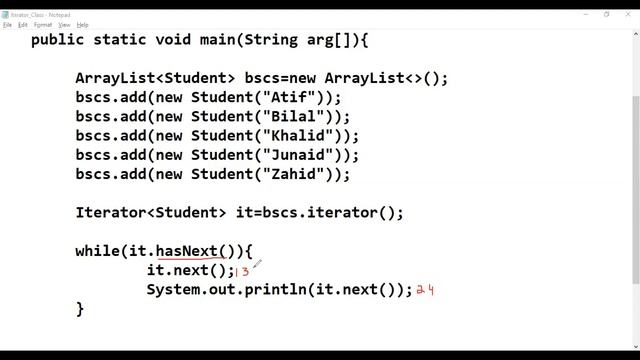 Lecture 07 Object Oriented Origramming, Iterator in Java, iterating any ArrayList usinfg Iterator