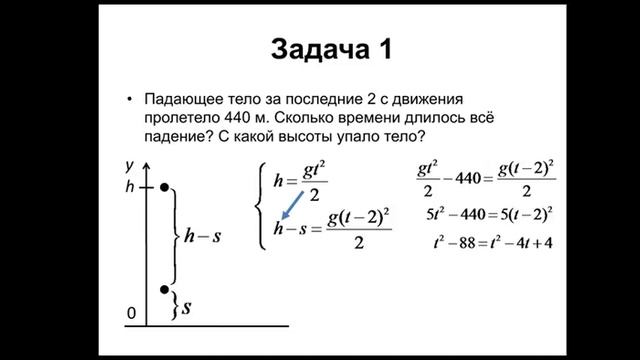 Физика. 9 класс. Задачи на свободное падение смотреть онлайн