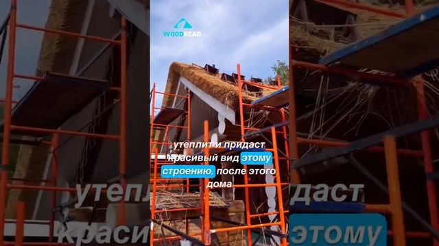 Крыша из камыша для бани в Тульской области. #крыша из камыша #камышовая кровля #камыш #woodhead смотреть онлайн
