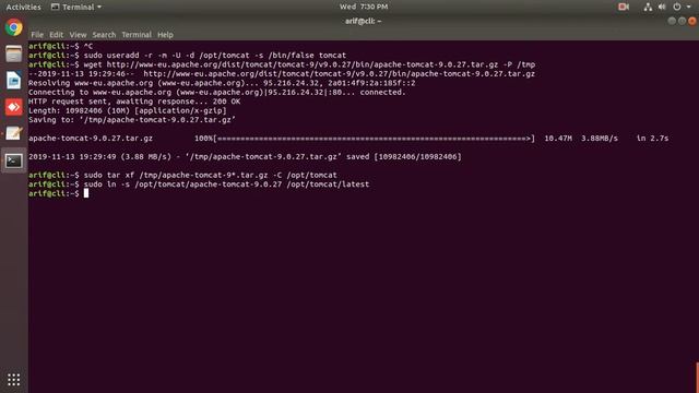 Apache Tomcat 9.0.27 on Ubuntu 18.04.3 LTS (Bionic Beaver) смотреть онлайн