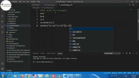 How To Find Area Of Triangle Program On Python || Visual Studio || Python Programming With RK 2021