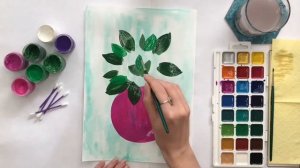 Букет сирени  ватными палочками. Гуашь, акварель. Рисование в нетрадиционной технике. Для детей.