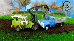 Строим город для машинок игрушек - Грузовик застрял в грязи, Бульдозер делает дорогу. Манкиту