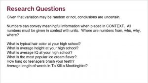 AP Statistics: Topic 1.1 What Can We Learn From Data?