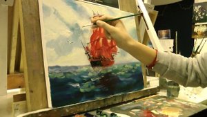 Картина маслом поэтапно "Морской пейзаж"