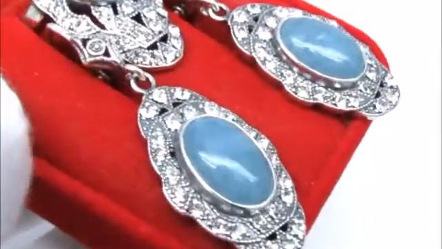 Гарнитур с Аквамарином натуральным Арт 1595-561