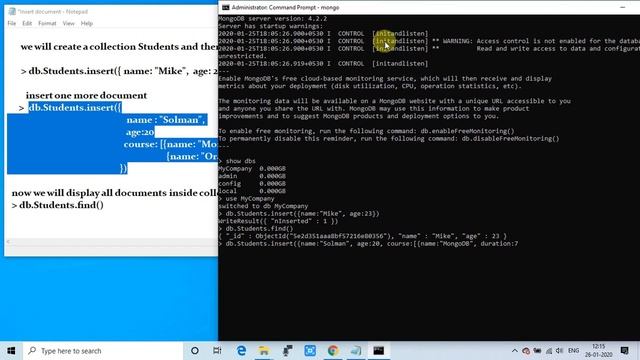 How to insert a document in collection| Tutorial for Beginners Part #7 смотреть онлайн