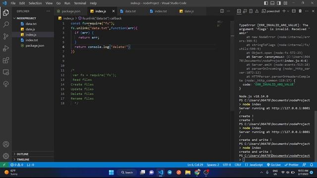 how delete file in node js (unlink method)| MERN COURSE in Arabic