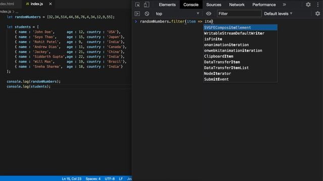 JavaScript Filter