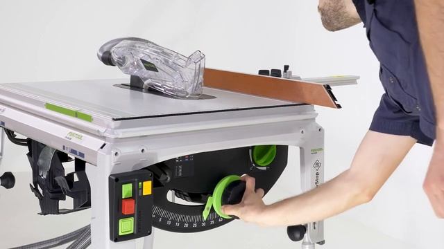 Nastavení úhlu řezu na stolní okružní pile Festool SawStop TKS 80 EBS