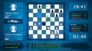 Анализ шахматной партии: Gamester60plus - Simion Mirza, 0-1 (по ChessFriends.com)