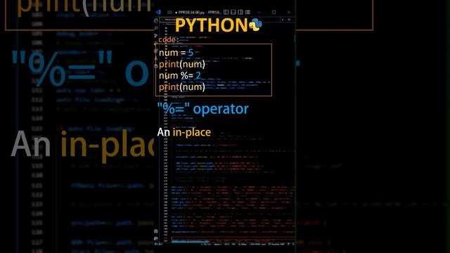 in-place modulo division operator | augmented modulo division statement | #python for beginners
