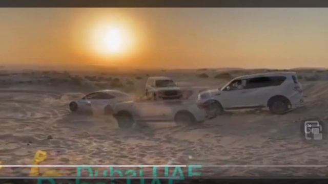 Tesla Model 3 Tows Nissan Patrol SUV in Dubai Sands