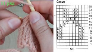 Простой ажурный узор спицами || схема узора || мастер класс || #СП_сезонузоров