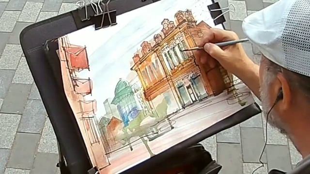 Городская зарисовка Акварель UrbanSketch 15.06.2022 Час рисования под музыку в реальном времени смотреть онлайн