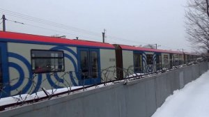 Электропоезда метро 81-765/766/767 "МОСКВА" на наземном перегоне