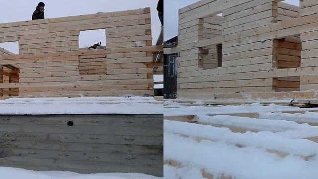 строим брусовой дом-----зимой смотреть онлайн