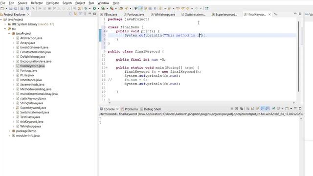 Final Keyword in Java | Part 31 | Java Tutorial смотреть онлайн