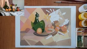 Живопись декоративного натюрморта гуашью. Работа в цвете. 4 занятие