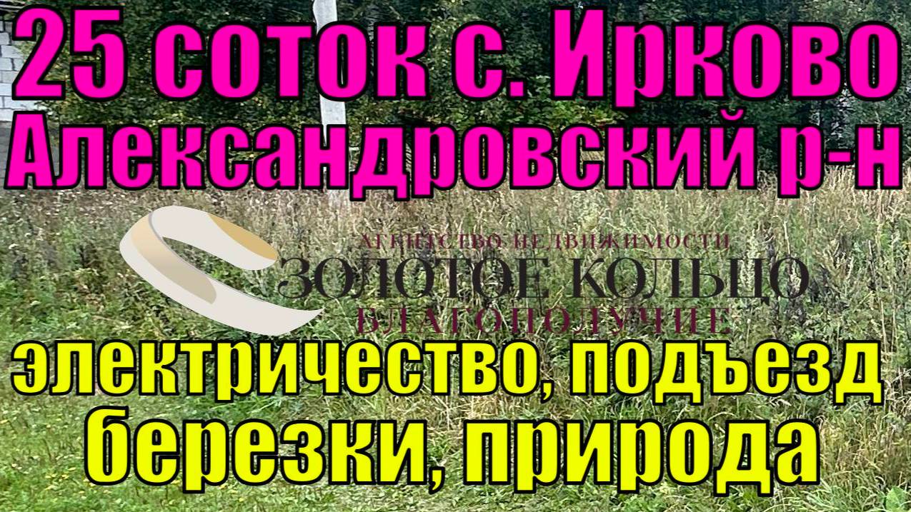 Продается земельный участок 25 соток в селе Ирково, рядом с селом Андреевское, Александровский район