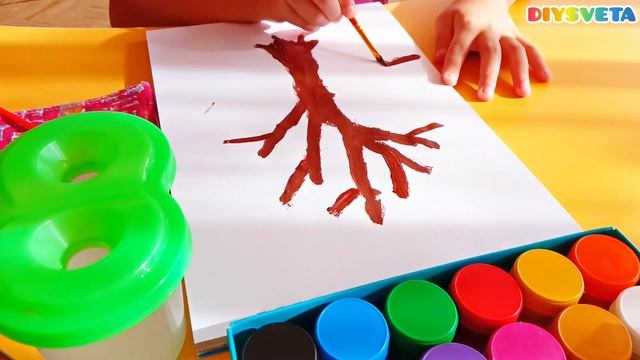 Рисуем осеннее дерево жёсткой кистью. Нетрадиционные техники рисования #изо #видеоуроки howtodraw смотреть онлайн