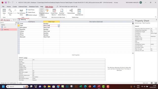 Activity 18a IGCSE ICT Import csv file in Ms Access