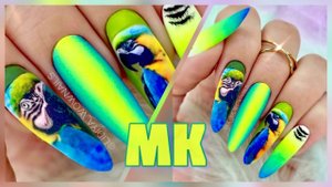 БОМБИЧЕСКИЙ ДИЗАЙН НОГТЕЙ??/ Кислотный маникюр себе "Попугай"