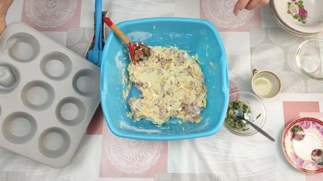 Рецепт Маффинов\ Маффины\ Маффины с Ветчиной Сыром Зеленью