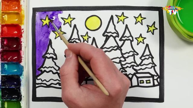 Рождественский рисунок колобка, живопись и раскраски для детей Давайте рисовать, раскрашиваем вместе