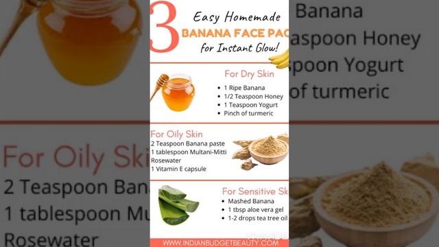 Easy bnana face masks for glowing skin