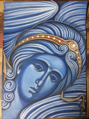 Фрагмент занятия по написанию херувима. Оживки