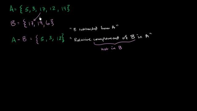 Relative complement or difference between sets | Probability and Statistics | Khan Academy