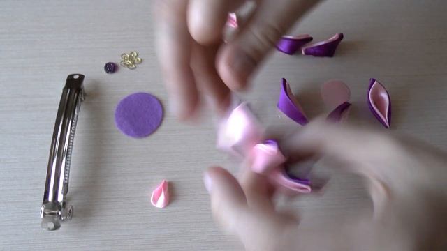 Заколка канзаши Мастер класс заколки своими руками DIY handmade Clip flower ribbon