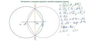 Построение середины отрезка с помощью циркуля и линейки