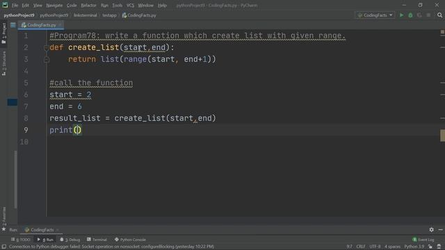 Create List With Given Range | Program 78 | Solutions For Python 100 Exercises | CodingFacts