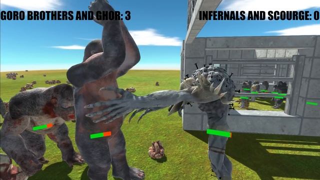 GORO + BROTHERS + GHOR VS INFERNALS + SCOURGE TO SAVE PRIMATES - ANIMAL REVOLT BATTLE SIMULATOR смотреть онлайн
