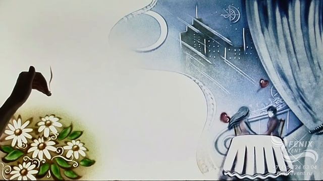 Заказать песочное шоу на свадьбу, праздник, юбилей, корпоратив Москва - история любви цветным песко