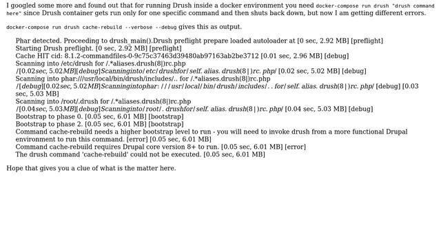 Drupal: Drush not working on a docker based enviroment on ubuntu 16.04 смотреть онлайн