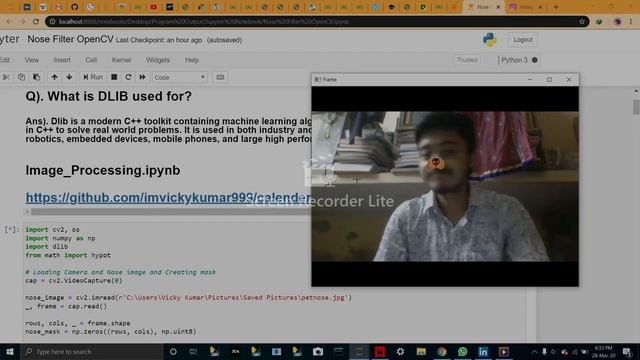 Nose Filter | OpenCV | Python | Vicky kumar || #imvickykumar999