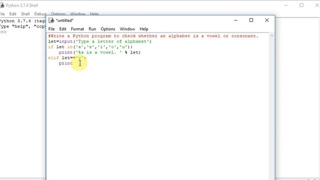 Python program to check for an alphabet is a vowel or consonant. смотреть онлайн