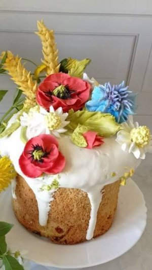 МК 🌺Оформление Пасхального Кулича ЦВЕТАМИ из БЗК от Виталии @vitalija_cake