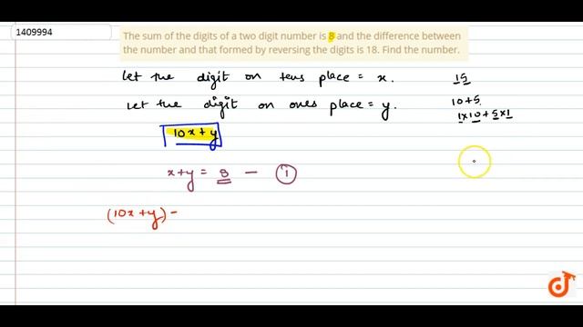 The sum of the digits of a two digit number is 8 and the difference between the number and смотреть онлайн