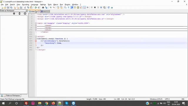 "DataTable JS" | DataTables Js Enable Disable Search Pagination PageLength | DataTable JS Example