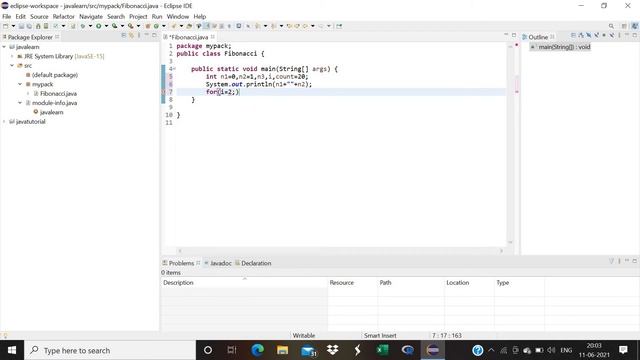Fibonacci Series in Java program without using recursion